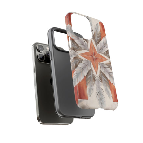 Silver Feather Compass - Impact Resistant Phone Case